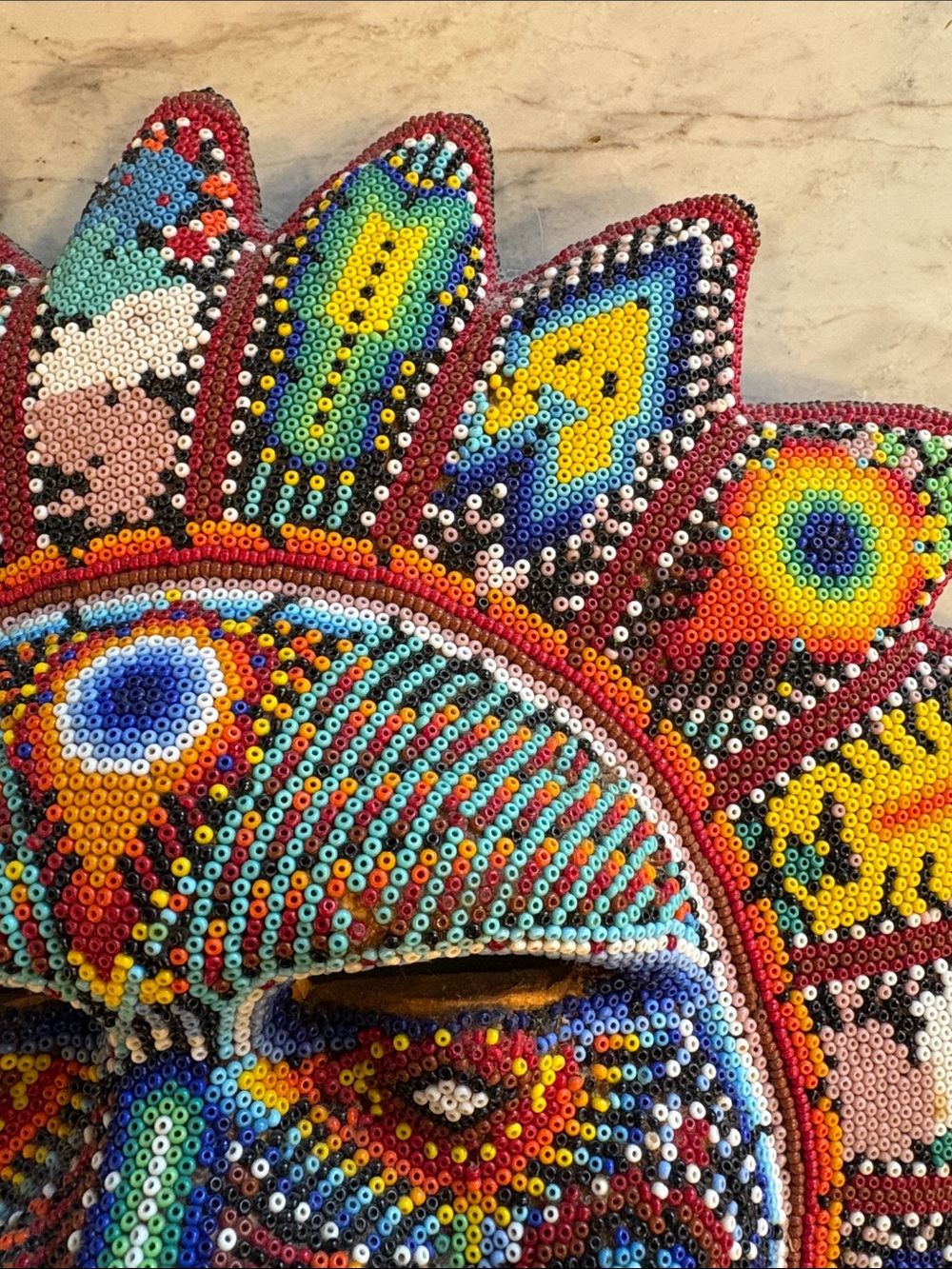 Huichol Beaded Sun - Multicolor Mexican Folk Mask - Picture 3 of 12